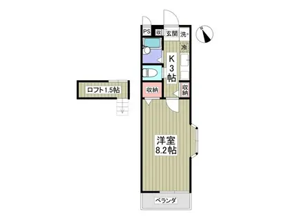 くれよんハウス(1K/2階)の間取り写真