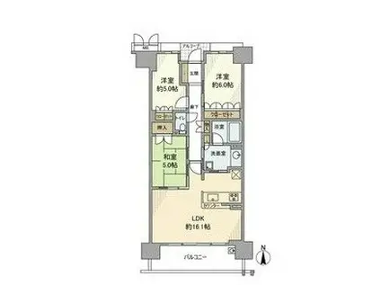 京都桂川つむぎの街マークスクエア(3LDK/9階)の間取り写真