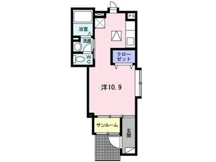 ＪＲ佐世保線 早岐駅 徒歩4分 2階建 築14年(ワンルーム/1階)の間取り写真