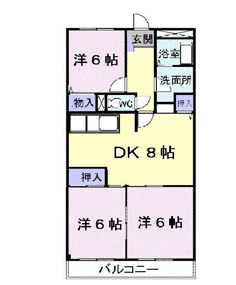 シャルム西之山(3DK/3階)の間取り写真