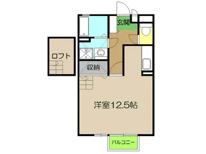 ヴィラソレイユ(ワンルーム/2階)の間取り写真