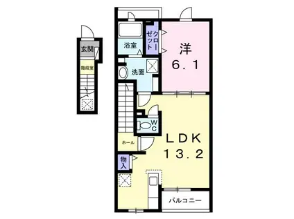 エテルノ常盤(1LDK/2階)の間取り写真