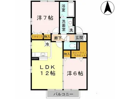 リビングタウン加美北 E棟(2LDK/2階)の間取り写真