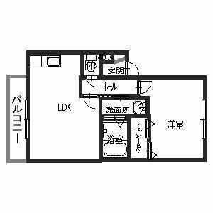 南海本線 松ノ浜駅 徒歩7分 2階建 築22年(1LDK/2階)の間取り写真