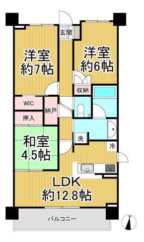 プラウドシティ塚口マークフォレスト(3LDK/13階)の間取り写真