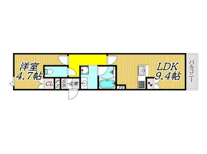西宮市門前町へーベルメゾン(1LDK/2階)の間取り写真