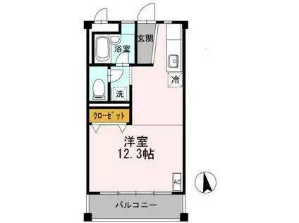 FKビル(ワンルーム/2階)の間取り写真