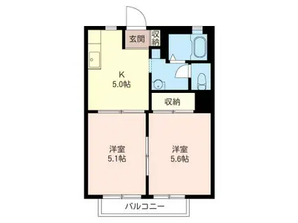 ドミール天沼(2K/2階)の間取り写真