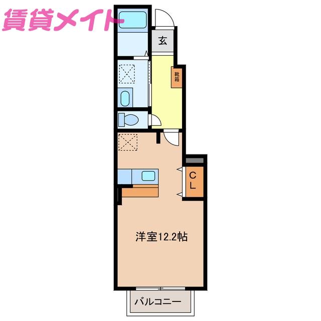 グランツときわIII(ワンルーム/1階)の間取り写真