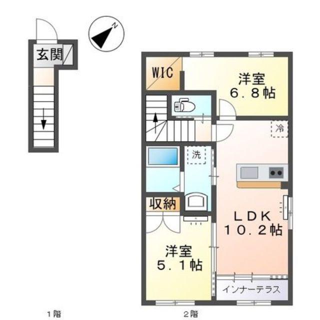 サン・サルーテ(2LDK/2階)の間取り写真