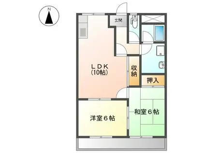 バンティアン(2LDK/1階)の間取り写真