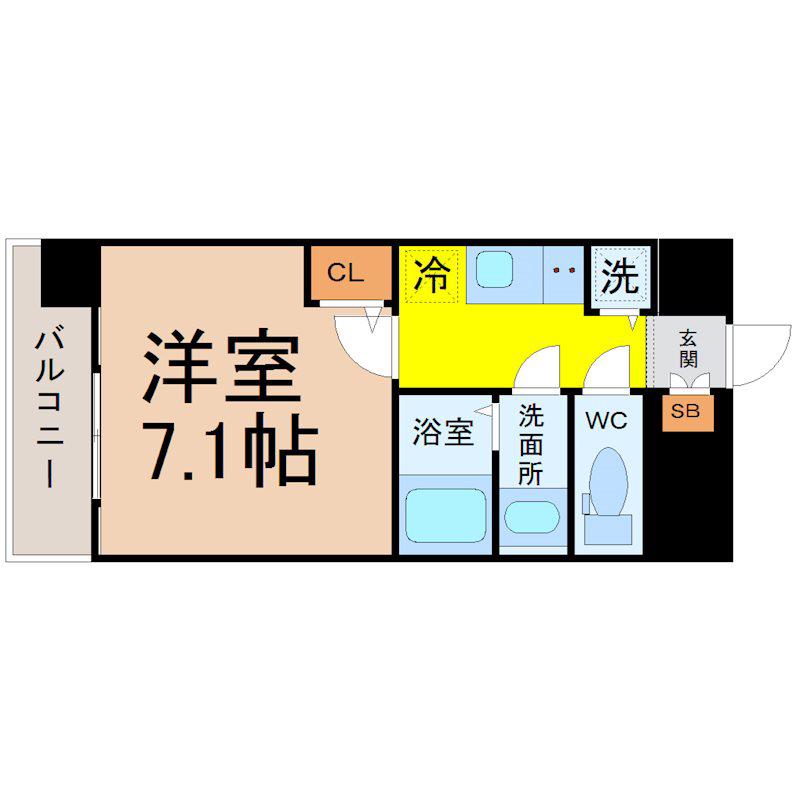 エスリード千種パークフロント(1K/11階)の間取り写真
