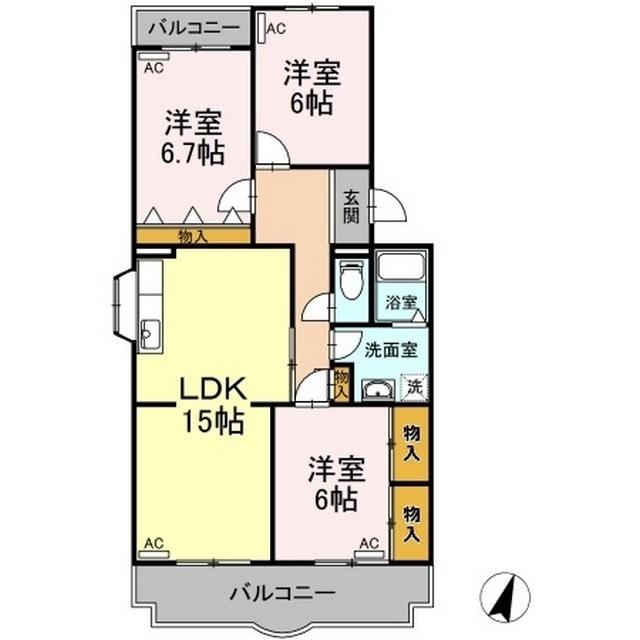 葵ハイツ(3LDK/3階)の間取り写真