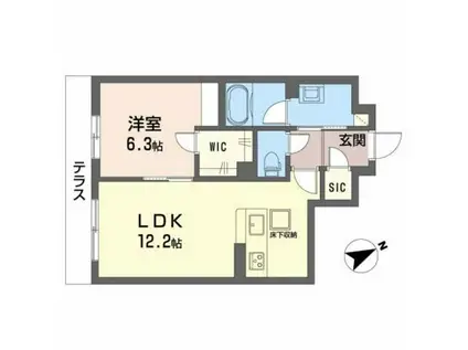 シャーメゾン ラフテル(1LDK/1階)の間取り写真