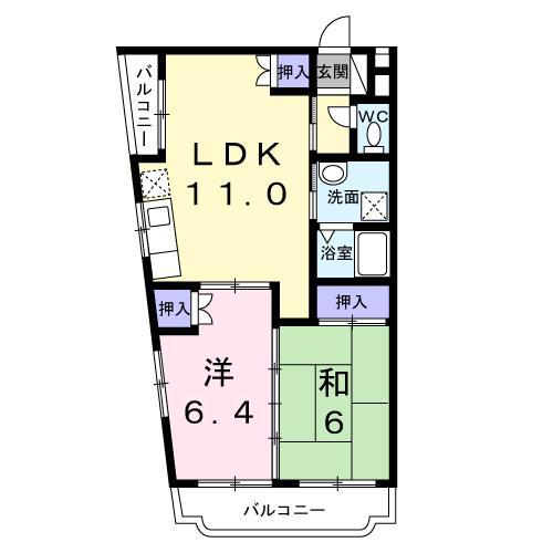 サンシャインK(2LDK/1階)の間取り写真