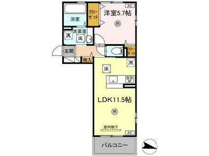 MAISON BONHEUR(1LDK/1階)の間取り写真