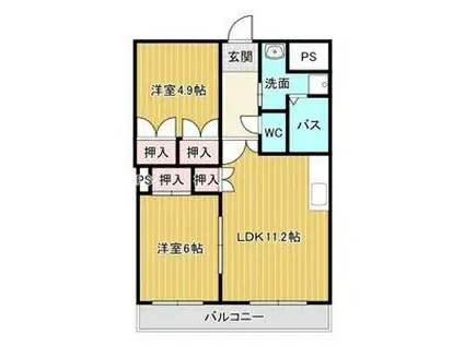 ローズビレッジ(2LDK/2階)の間取り写真