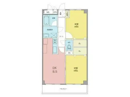 セレッソ真砂(2DK/2階)の間取り写真