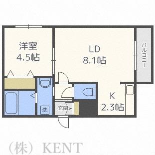 LUPINUS宮の森(1LDK/2階)の間取り写真