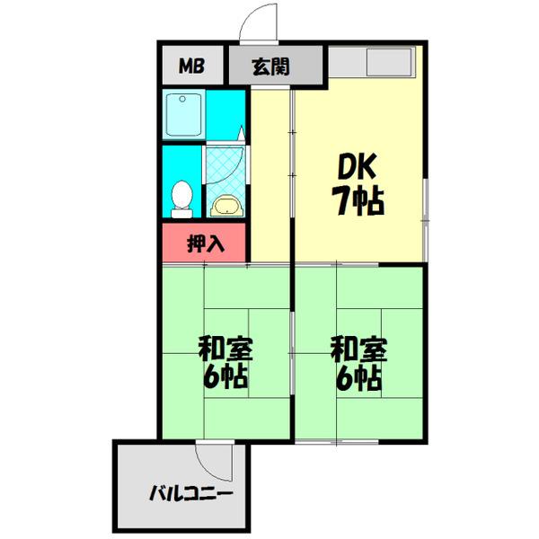 HOUSE2001(2DK/1階)の間取り写真