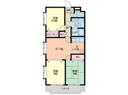 グランディール(3DK/1階)の間取り写真