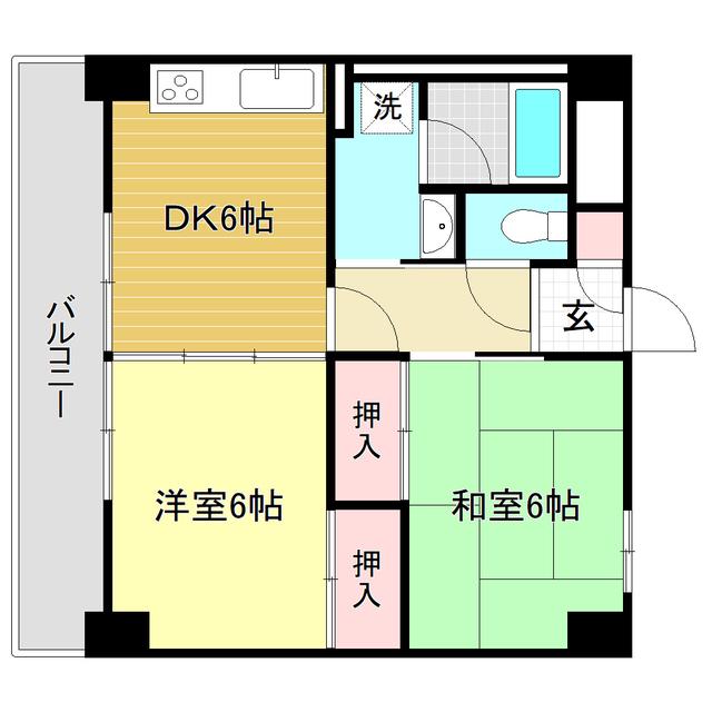 ル・フルール大川筋(2DK/3階)の間取り写真