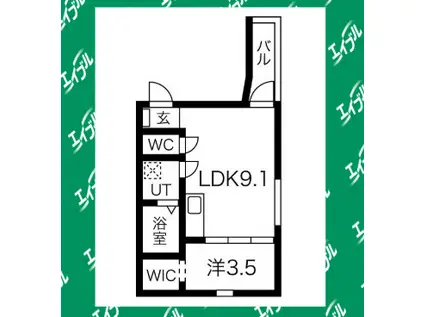 プリシェール港陽(1LDK/3階)の間取り写真