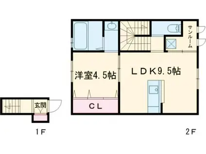 KO OLINA TOWN B(1LDK/2階)の間取り写真