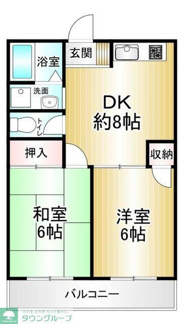 アイリスコート(2DK/3階)の間取り写真