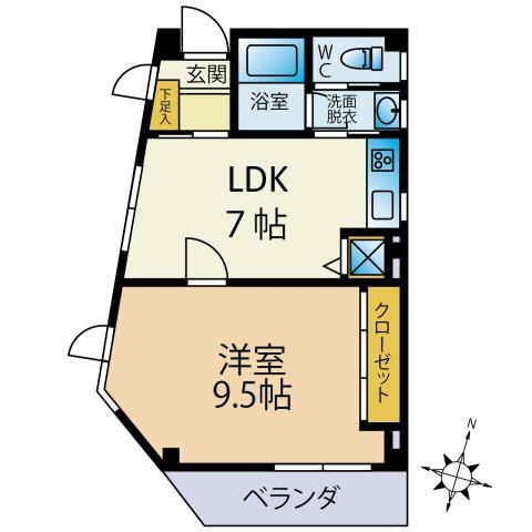 ブランシェ南高崎(1LDK/3階)の間取り写真