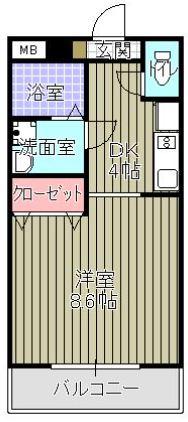 セカンドキャビン(1DK/3階)の間取り写真