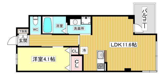 コスモスガーデン(1LDK/4階)の間取り写真