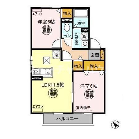 ROYAL WING E(2LDK/1階)の間取り写真