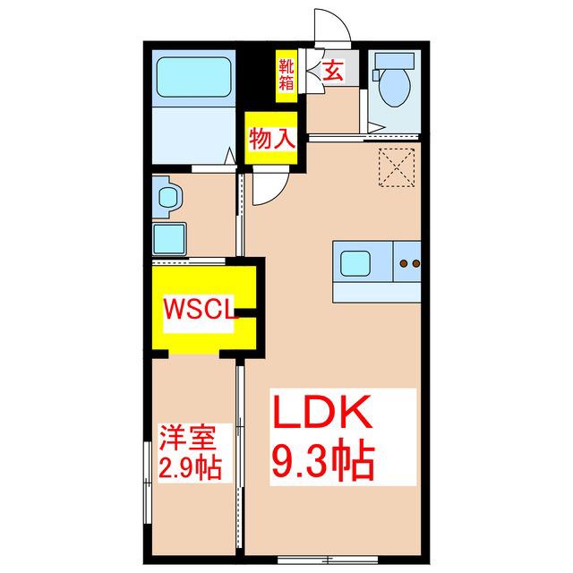 LANDMARK 薬師(1LDK/1階)の間取り写真