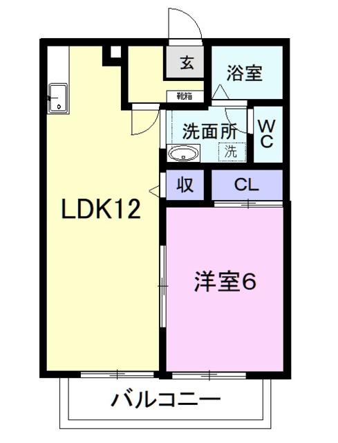 サンガーデン松本(1LDK/2階)の間取り写真
