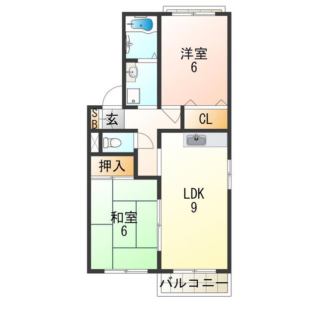 ビューテラス(2LDK/1階)の間取り写真