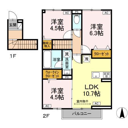 ベルウッドコート(3LDK/2階)の間取り写真