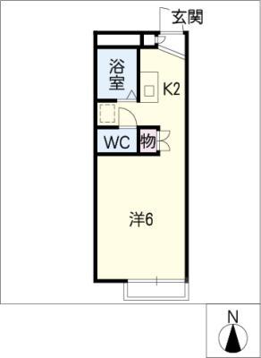 BLUE(1K/2階)の間取り写真