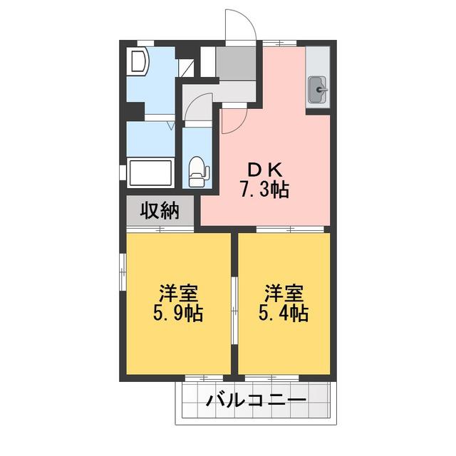 コーポいちよし2(2DK/2階)の間取り写真