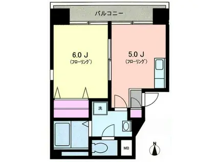 ファミール白楽(1DK/2階)の間取り写真