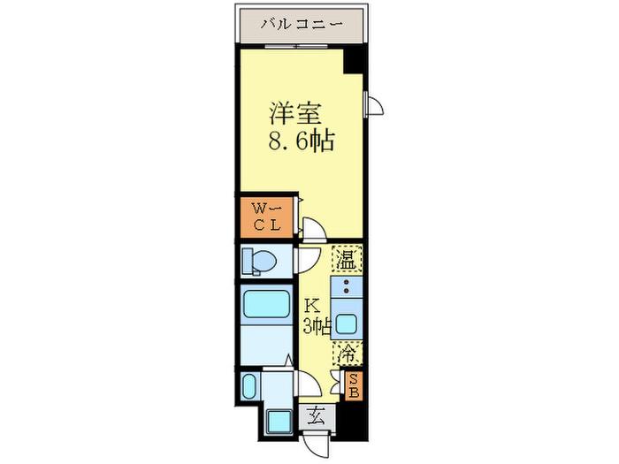 北野エスポワコリン(1K/2階)の間取り写真