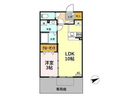 ノーブル千舟(1LDK/1階)の間取り写真