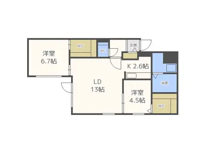 リヴィエール本町11(2LDK/4階)の間取り写真