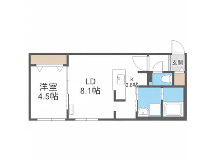 ブランシャール円山桜通(1LDK/3階)の間取り写真