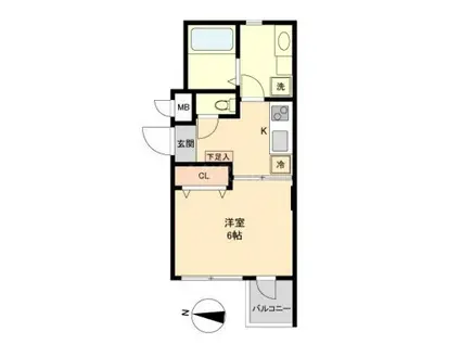 シャトーライフ平塚II(1K/1階)の間取り写真