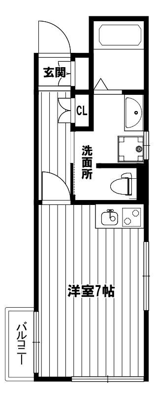ウエストバーン(ワンルーム/2階)の間取り写真