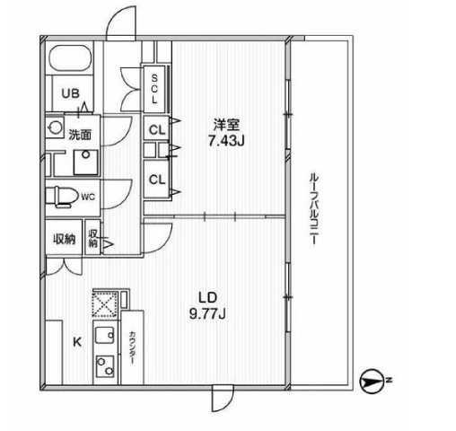 PASEO東新宿(1LDK/4階)の間取り写真