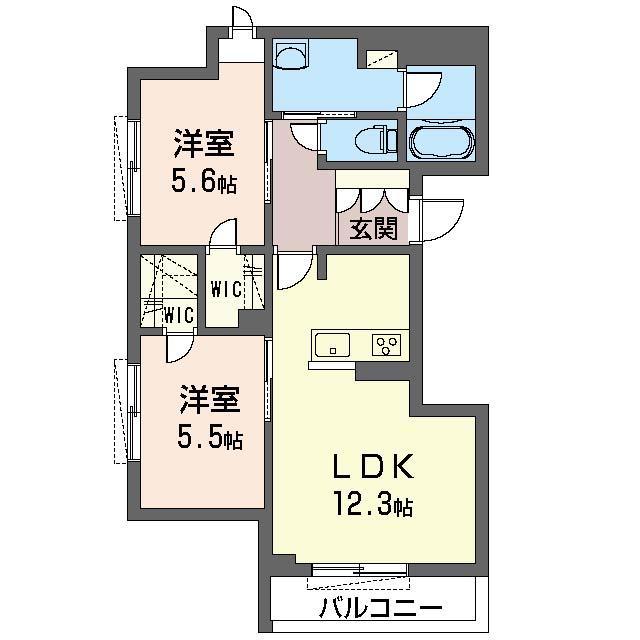 ウエストグローリー(2LDK/2階)の間取り写真