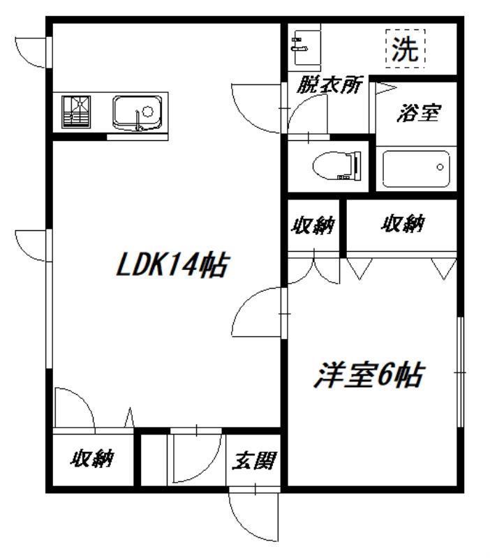 メゾン松田I(1LDK/1階)の間取り写真
