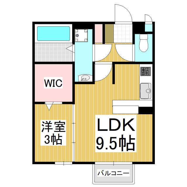 ラ・リヴィエール(1LDK/2階)の間取り写真